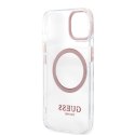 Guess GUHMP13MHTRMP iPhone 13 6,1" różowy/pink hard case Metal Outline Magsafe