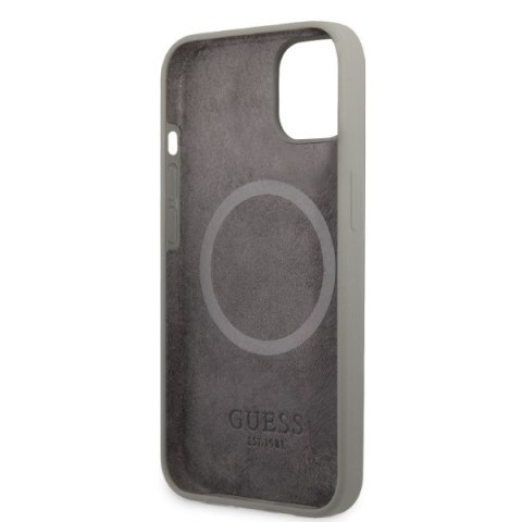 Guess GUHMP13MSPLG iPhone 13 6,1" szary/grey hard case Silicone Logo Plate MagSafe