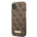 Guess GUHMP13MU4GPRW iPhone 13 6,1" brązowy/brown hard case 4G Logo Plate MagSafe