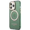 Guess GUHMP13XHTCMA iPhone 13 Pro Max 6,7" zielony/khaki hard case Gold Outline Translucent MagSafe