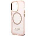 Guess GUHMP13XHTCMP iPhone 13 Pro Max 6,7" różowy/pink hard case Gold Outline Translucent MagSafe