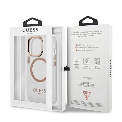 Guess GUHMP13XHTRMD iPhone 13 Pro Max 6,7" złoty/gold hard case Metal Outline Magsafe