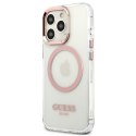 Guess GUHMP13XHTRMP iPhone 13 Pro Max 6,7" różowy/pink hard case Metal Outline Magsafe