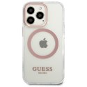 Guess GUHMP13XHTRMP iPhone 13 Pro Max 6,7" różowy/pink hard case Metal Outline Magsafe