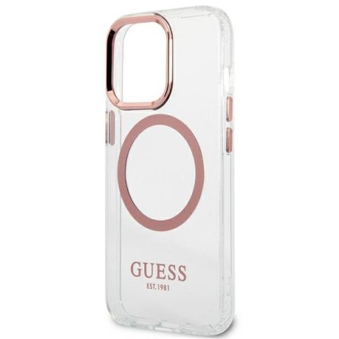 Guess GUHMP13XHTRMP iPhone 13 Pro Max 6,7" różowy/pink hard case Metal Outline Magsafe