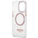 Guess GUHMP13XHTRMP iPhone 13 Pro Max 6,7" różowy/pink hard case Metal Outline Magsafe