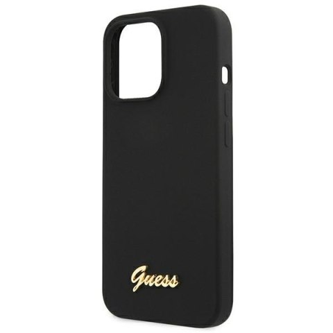 Guess GUHMP13XLSLMGBK iPhone 13 Pro Max 6,7" black/czarny hardcase Silicone Script Gold Logo MagSafe