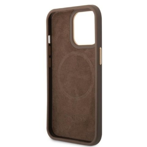 Guess GUHMP13XU4GPRW iPhone 13 Pro Max 6,7" brązowy/brown hard case 4G Logo Plate MagSafe