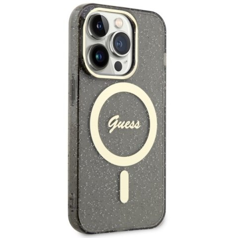 Guess GUHMP14LHCMCGK iPhone 14 Pro 6.1" czarny/black hardcase Glitter Gold MagSafe