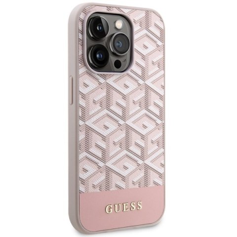 Guess GUHMP14LHGCFSEP iPhone 14 Pro 6,1" różowy/pink hard case GCube Stripes MagSafe