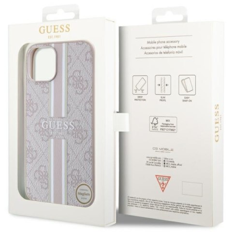 Guess GUHMP14MP4RPSP iPhone 14 Plus 6,7" różowy/pink hardcase 4G Printed Stripes MagSafe