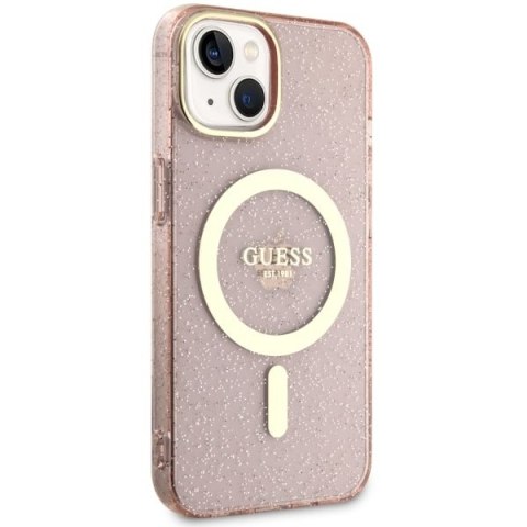 Guess GUHMP14SHCMCGP iPhone 14 6.1" różowy/pink hardcase Glitter Gold MagSafe