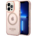 Guess GUHMP14XHTCMP iPhone 14 Pro Max 6,7" różowy/pink hard case Gold Outline Translucent MagSafe Guess GUHMP14XHTCMP iPhone 14 Pro Max 6,7" różowy/pink hard case Gold Outline Translucent MagSafe