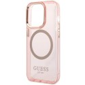 Guess GUHMP14XHTCMP iPhone 14 Pro Max 6,7" różowy/pink hard case Gold Outline Translucent MagSafe Guess GUHMP14XHTCMP iPhone 14 Pro Max 6,7" różowy/pink hard case Gold Outline Translucent MagSafe