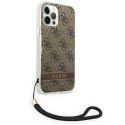 Guess GUOHCP12MH4STW iPhone 12/12 Pro brązowy/brown hardcase 4G Print Strap