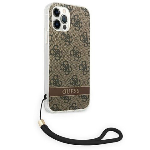 Guess GUOHCP12MH4STW iPhone 12/12 Pro brązowy/brown hardcase 4G Print Strap