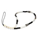 Guess zawieszka GUSTBCKH Phone Strap czarno-biały/black-white Heishi Beads