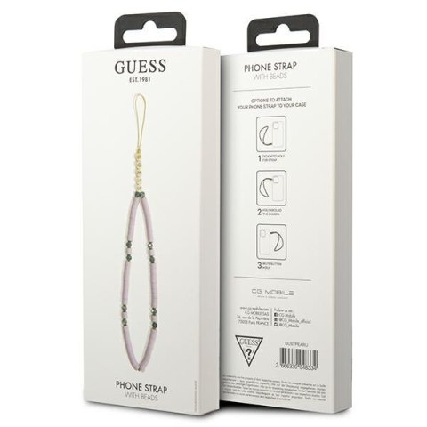 Guess zawieszka GUSTPEARU Phone Straplilak/lilac Heishi Beads