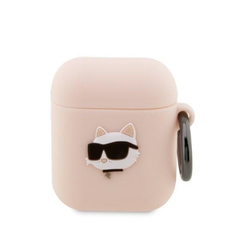 Karl Lagerfeld KLA2RUNCHP AirPods 1/2 cover różowy/pink Silicone Choupette Head 3D