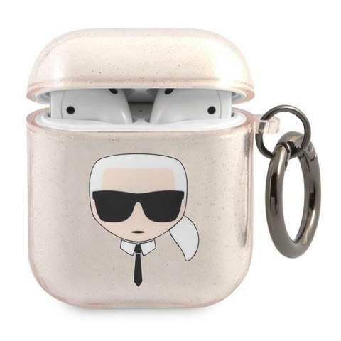 Karl Lagerfeld KLA2UKHGD AirPods 1/2 cover złoty/gold Glitter Karl`s Head