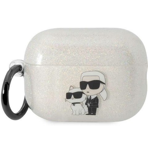 Karl Lagerfeld KLAP2HNKCTGT Airpods Pro 2 cover transparent Glitter Karl&Choupette