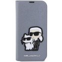 Karl Lagerfeld KLBKP14XSANKCPG iPhone 14 Pro Max 6.7" bookcase srebrny/silver Saffiano Karl & Choupette