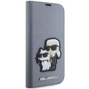 Karl Lagerfeld KLBKP14XSANKCPG iPhone 14 Pro Max 6.7" bookcase srebrny/silver Saffiano Karl & Choupette