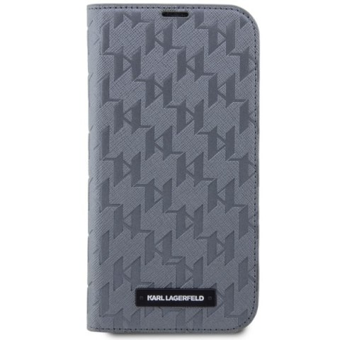 Karl Lagerfeld KLBKP14LSAKLHPG iPhone 14 Pro 6.1" bookcase srebrny/silver Saffiano Monogram