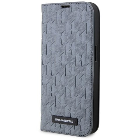 Karl Lagerfeld KLBKP14SSAKLHPG iPhone 14 6.1" bookcase srebrny/silver Saffiano Monogram