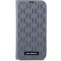 Karl Lagerfeld KLBKP14SSAKLHPG iPhone 14 6.1" bookcase srebrny/silver Saffiano Monogram