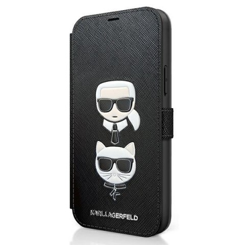 Karl Lagerfeld KLFLBKP12MSAKICKCBK iPhone 12/12 Pro 6,1" czarny/black book Saffiano Karl & Choupette