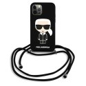 Karl Lagerfeld KLHCP12LWOSLFKBK iPhone 12 Pro Max 6,7" hardcase czarny/black Silicone Cord Iconik