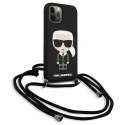 Karl Lagerfeld KLHCP12LWOSLFKBK iPhone 12 Pro Max 6,7" hardcase czarny/black Silicone Cord Iconik