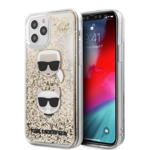 Karl Lagerfeld KLHCP12MKCGLGO iPhone 12/12 Pro 6,1" złoty/gold hardcase Liquid Glitter Karl&Choupette