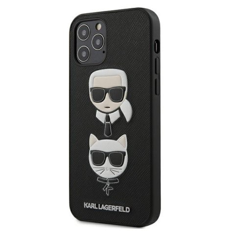 Karl Lagerfeld KLHCP12MSAKICKCBK iPhone 12/12 Pro 6,1" czarny/black hardcase Saffiano Ikonik Karl&Choupette Head