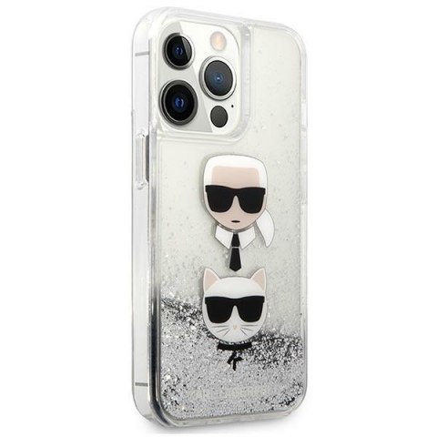 Karl Lagerfeld KLHCP13LKICGLS iPhone 13Pro / 13 6,1" srebrny/silver hardcase Liquid Glitter Karl&Choupette Head