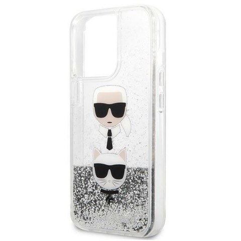 Karl Lagerfeld KLHCP13LKICGLS iPhone 13Pro / 13 6,1" srebrny/silver hardcase Liquid Glitter Karl&Choupette Head