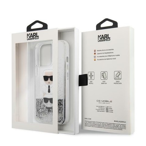 Karl Lagerfeld KLHCP13LKICGLS iPhone 13Pro / 13 6,1" srebrny/silver hardcase Liquid Glitter Karl&Choupette Head