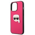 Karl Lagerfeld KLHCP13LPKMP iPhone 13 Pro / 13 6,1" różowy/pink hardcase Leather Ikonik Karl`s Head Metal