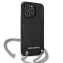 Karl Lagerfeld KLHCP13LPMK iPhone 13 Pro / 13 6,1" hardcase czarny/black Leather Textured and Chain