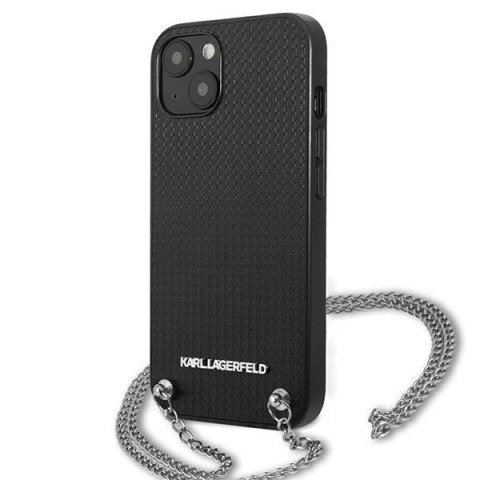 Karl Lagerfeld KLHCP13MPMK iPhone 13 / 14 / 15 6,1" hardcase czarny/black Leather Textured and Chain