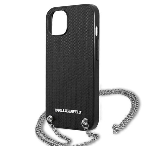Karl Lagerfeld KLHCP13MPMK iPhone 13 / 14 / 15 6,1" hardcase czarny/black Leather Textured and Chain