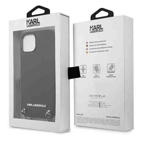 Karl Lagerfeld KLHCP13MPMK iPhone 13 / 14 / 15 6,1" hardcase czarny/black Leather Textured and Chain