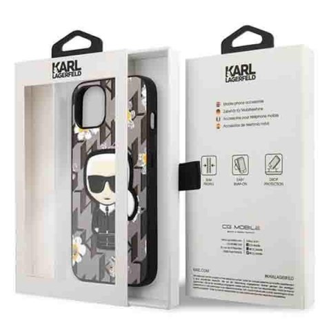 Karl Lagerfeld KLHCP13MPMNFIK1 iPhone 13 / 14 / 15 6,1" szary/grey Flower Ikonik Karl