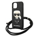 Karl Lagerfeld KLHCP13SCMNIPK iPhone 13 mini 5,4" hardcase czarny/black Leather Monogram Patch and Cord Iconik