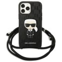 Karl Lagerfeld KLHCP13XCMNIPK iPhone 13 Pro Max 6,7" hardcase czarny/black Leather Monogram Patch and Cord Iconik
