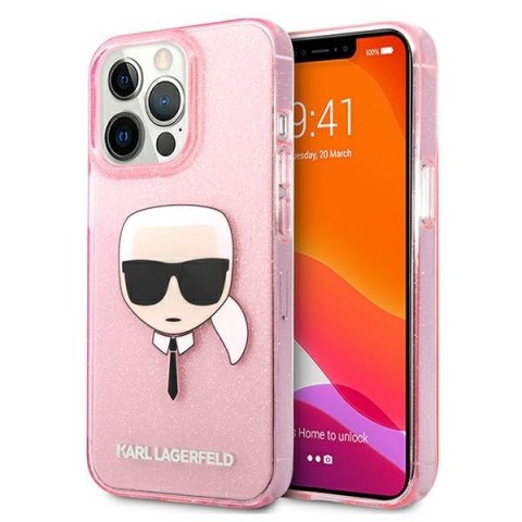 Karl Lagerfeld KLHCP13XKHTUGLP iPhone 13 Pro Max 6,7" różowy/pink hardcase Glitter Karl`s Head