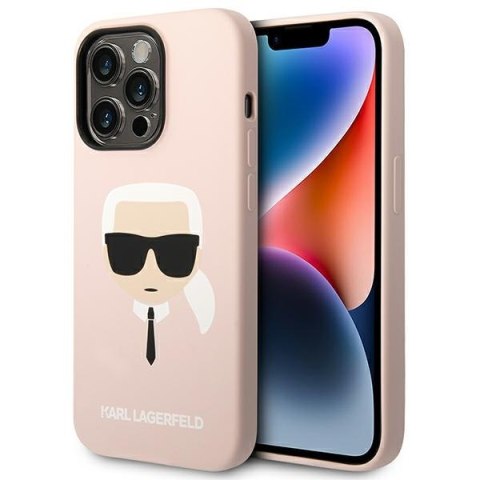 Karl Lagerfeld KLHCP14LSLKHLP iPhone 14 Pro 6,1" hardcase różowy/pink Silicone Karl`s Head