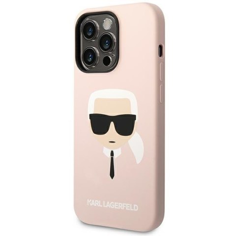 Karl Lagerfeld KLHCP14LSLKHLP iPhone 14 Pro 6,1" hardcase różowy/pink Silicone Karl`s Head