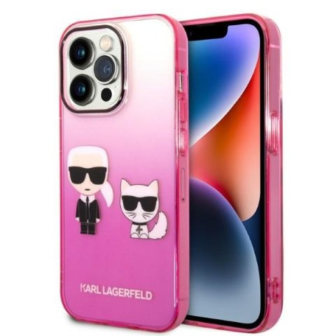 Karl Lagerfeld KLHCP14LTGKCP iPhone 14 Pro 6,1" hardcase różowy/pink Gradient Ikonik Karl & Choupette